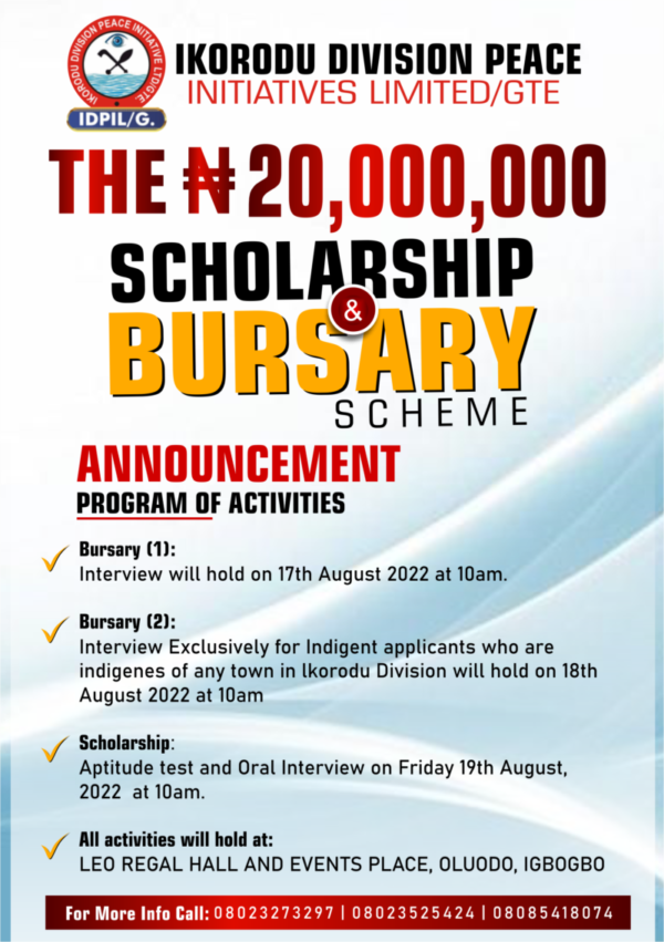 IDPIL SCHOLARSHIP/ BURSARY AWARD SCHEME SCREENING ROGRAM